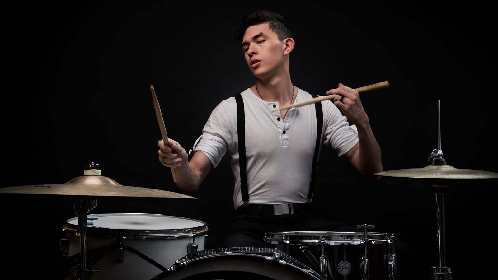Young man drummer musical portrait NYC photographer