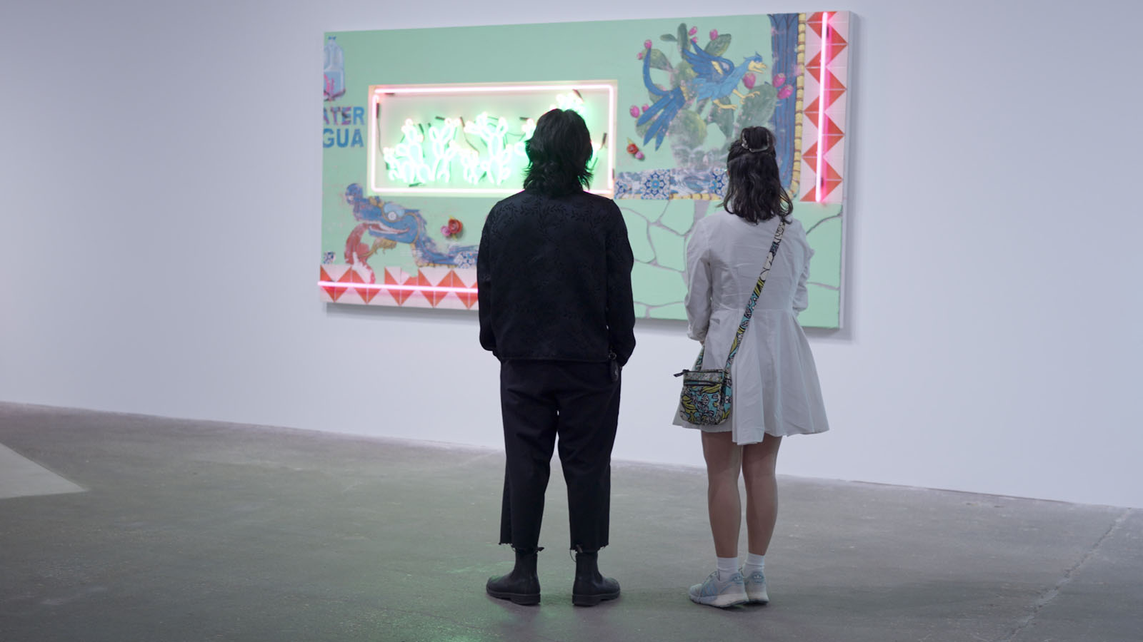 NYC art exhibition gallery attendees viewing pop art event photography